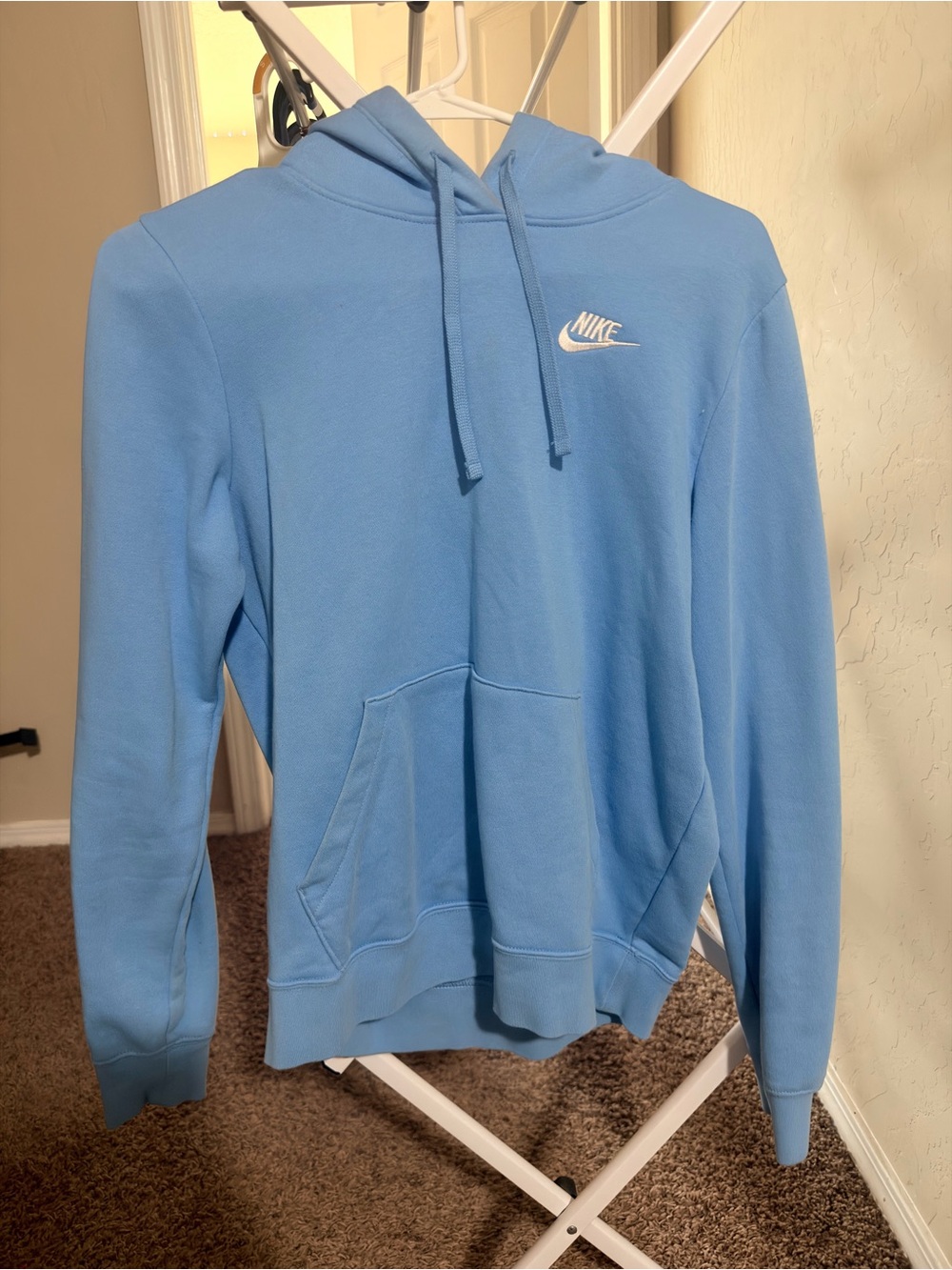 Nike Light Blue Pullover Hoodie with White Logo